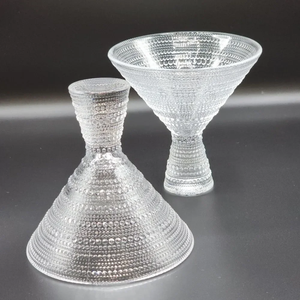 Fortessa Jupiter Beaded Martini Glass Set‎ of Two Embossed texture 11.5oz